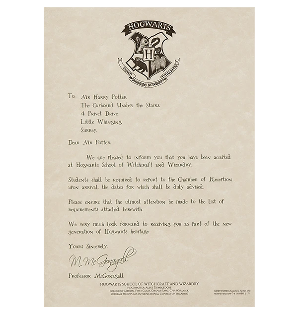 Warner Bros Personalised Hogwarts Acceptance Letter 6 Warner Bros Personalised Hogwarts Acceptance Letter - Image 4