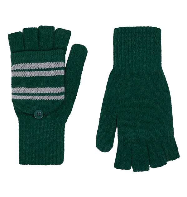 Warner Bros Slytherin Knitted Mitten Capped Gloves 3 Warner Bros Slytherin Knitted Mitten Capped Gloves