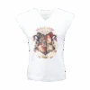 Warner Bros Hogwarts Crest Ladies V-Neck T-Shirt 1 Warner Bros Hogwarts Crest Ladies V-Neck T-Shirt -Warner Bros product BFLadiesCapSleeve