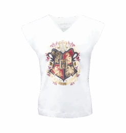 Warner Bros Hogwarts Crest Ladies V-Neck T-Shirt