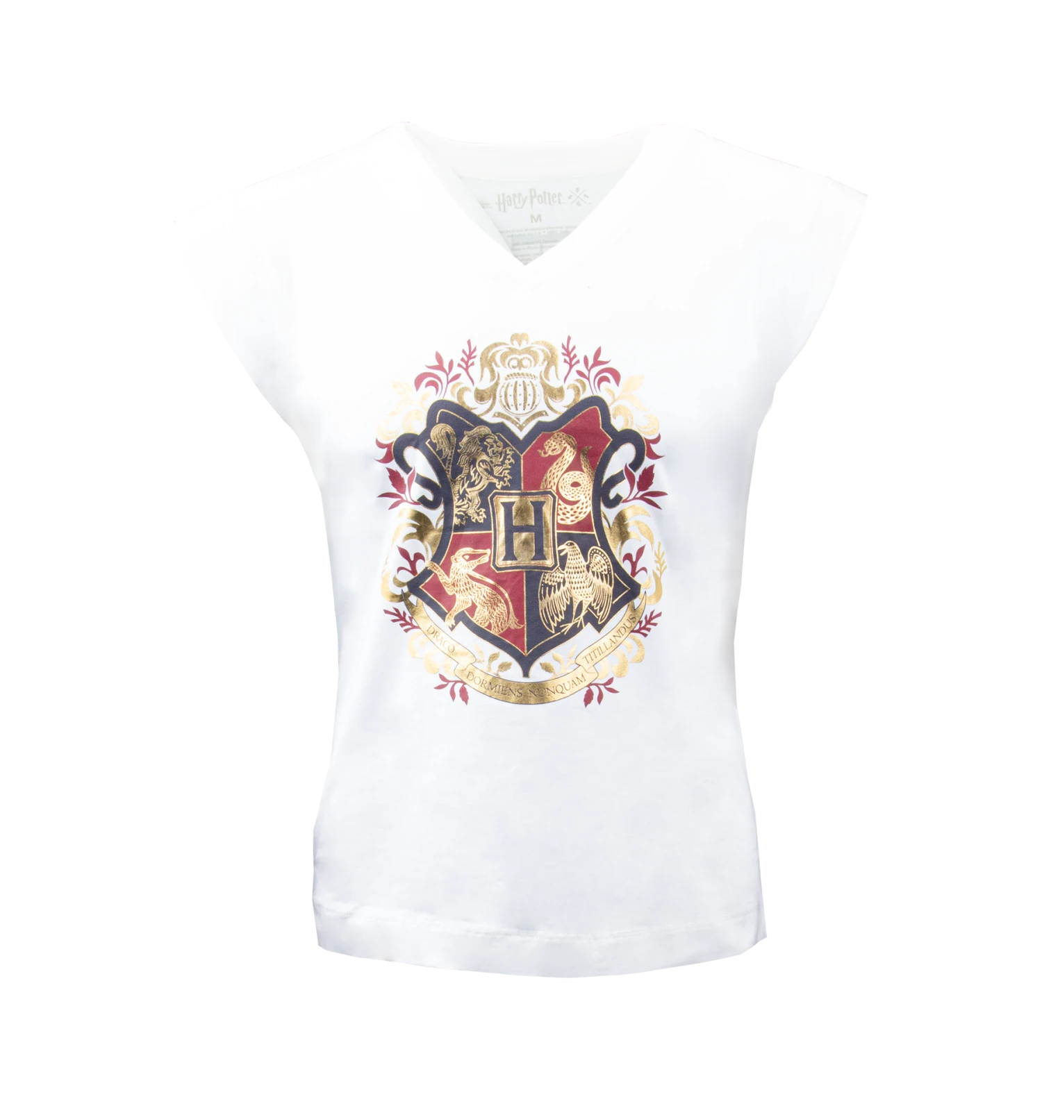 Warner Bros Hogwarts Crest Ladies V-Neck T-Shirt 3 Warner Bros Hogwarts Crest Ladies V-Neck T-Shirt